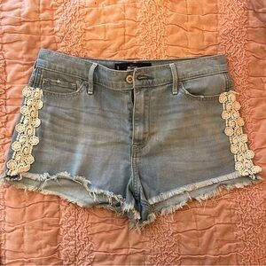 Hollister Light Blue Jean Shorts with Cream Lace